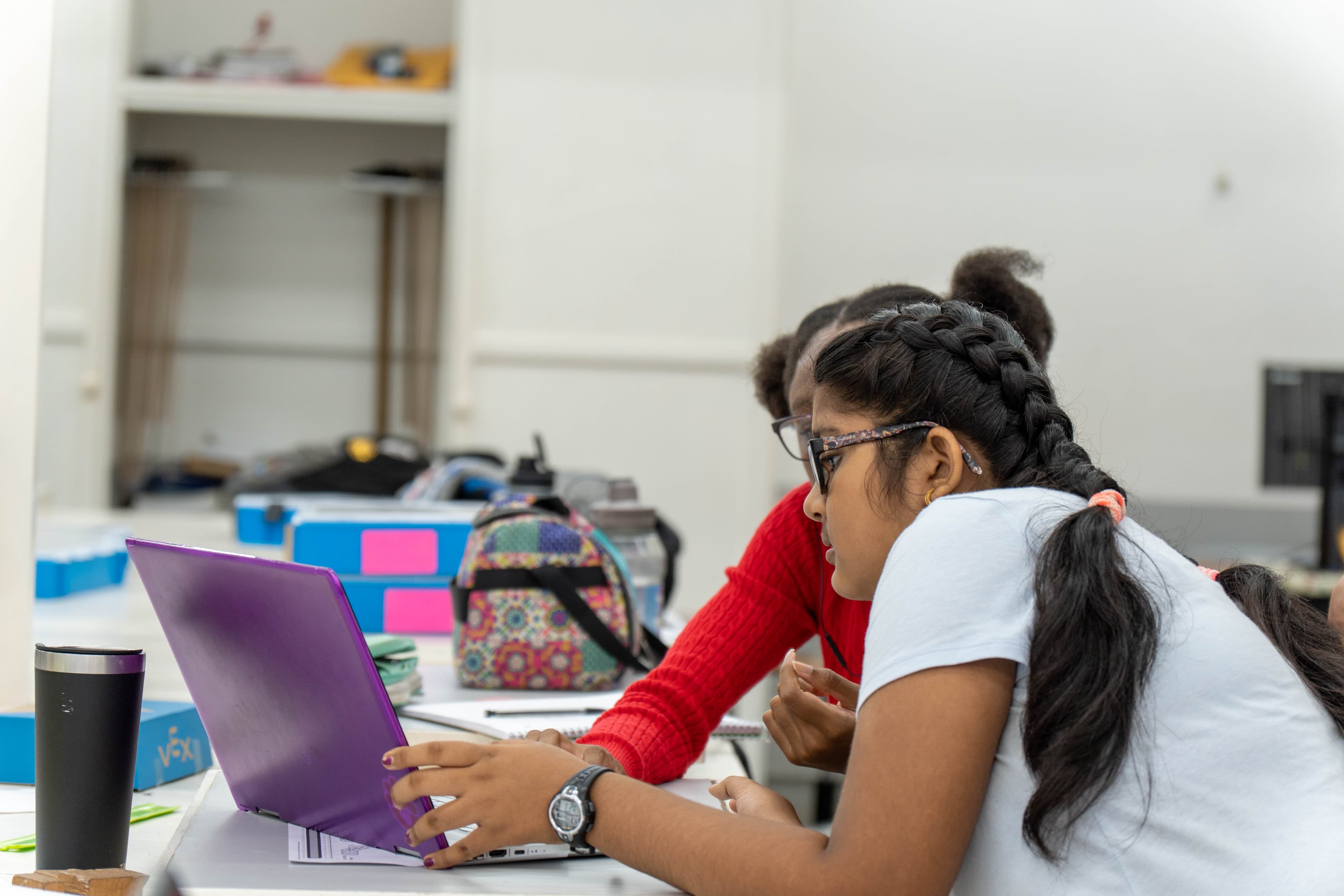 Students working on STEM projects